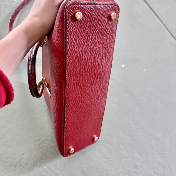 Coach Katy Snake Embossed Crossbody Satchel C5832 Cherry Red - Picture 10 of 15